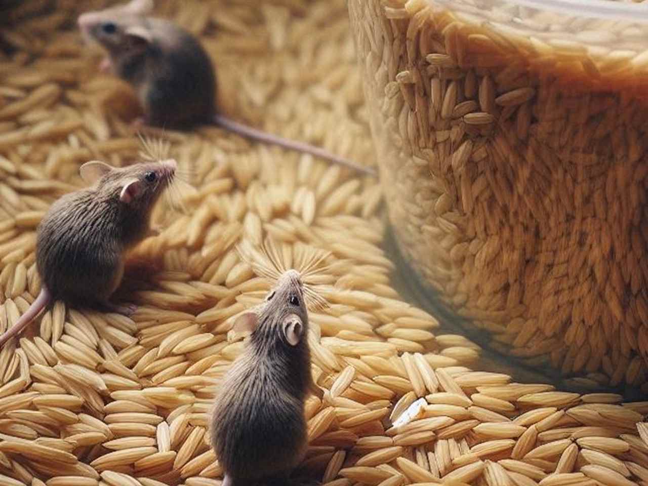 穀物を食べるネズミ